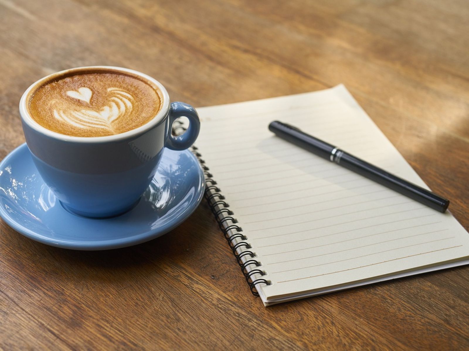 coffee notebook pen