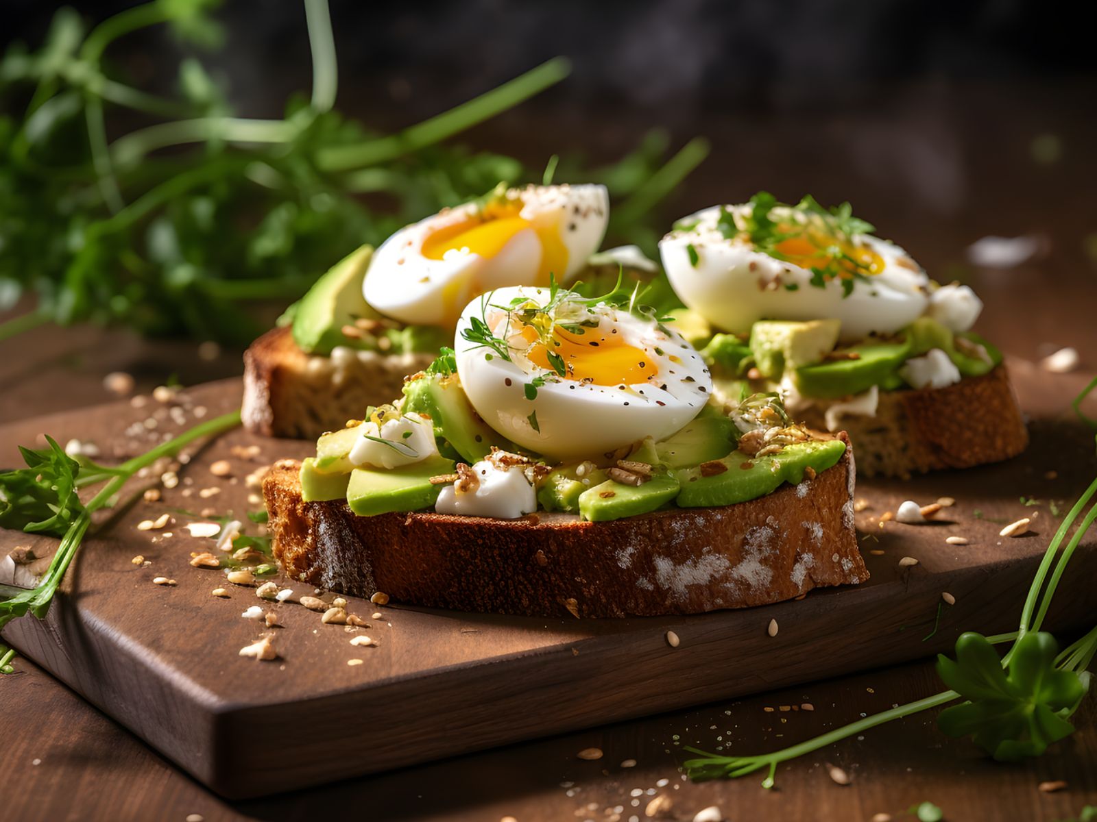 eggs avocado bread herbs cheese