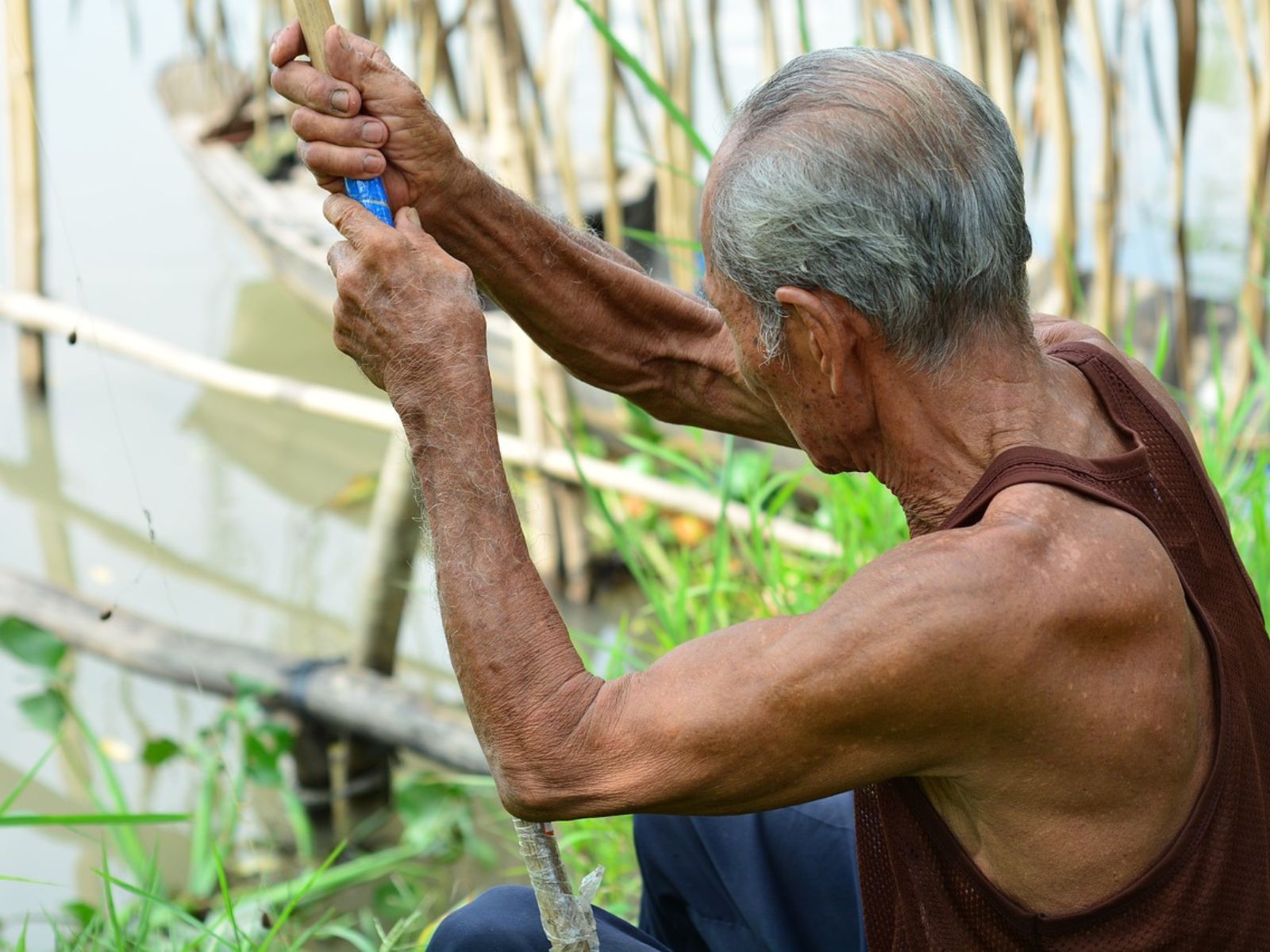 senior citizen man fishing