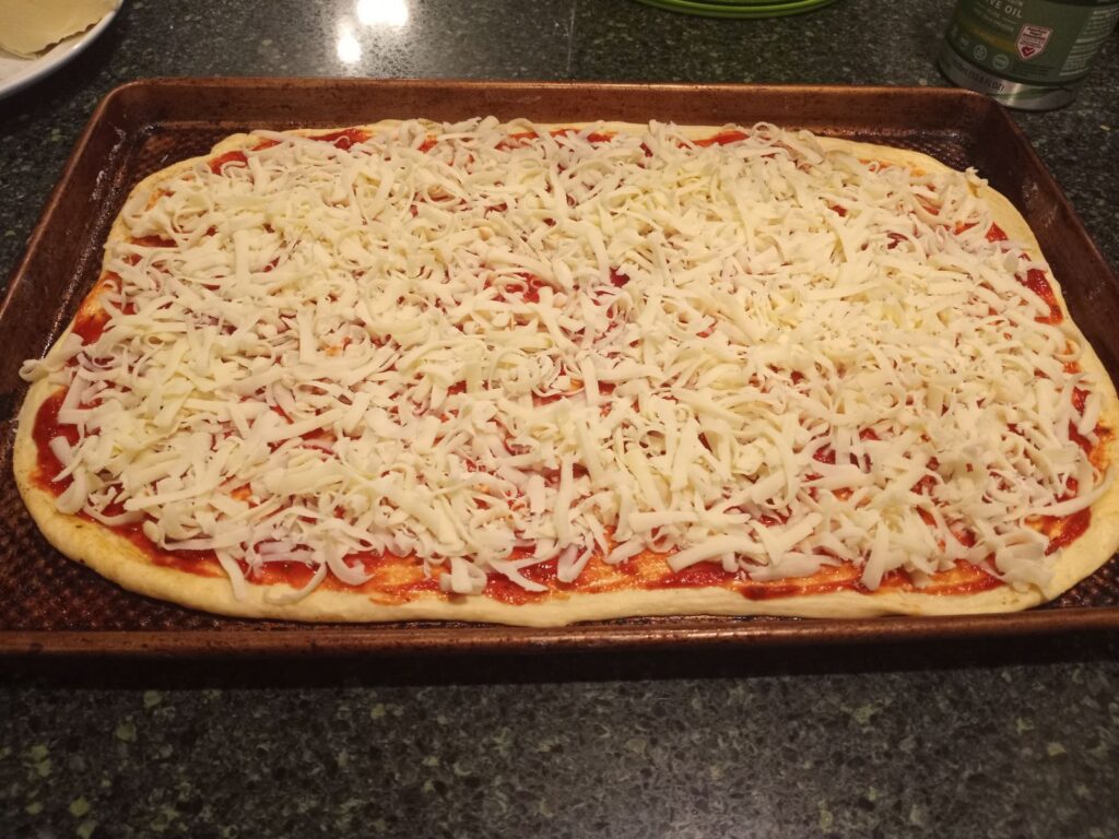 Cheese pizza ready for oven